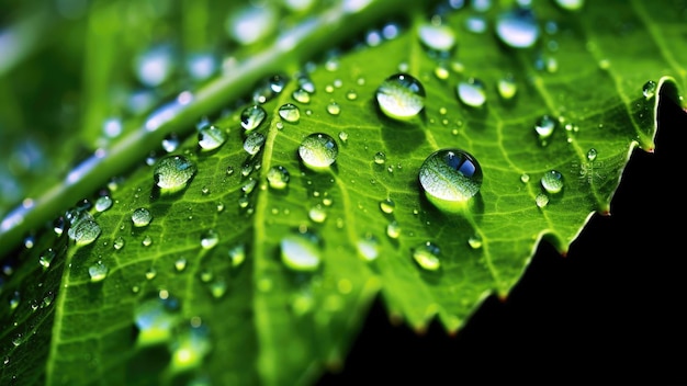 waterdruppels op een groen blad