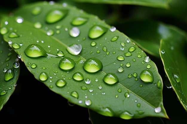 waterdruppels op een groen blad