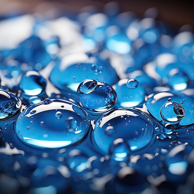 Foto waterdruppels op glas blauwe tinten een close-up van blauwe glazen kralenblauwe glazen ballen waterdruppels