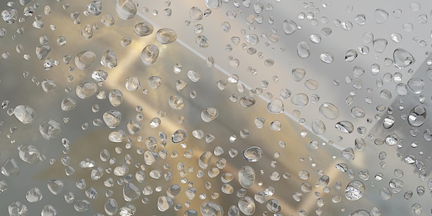 Waterdruppels op glas Regendruppels op glas na regen 3d illustratie