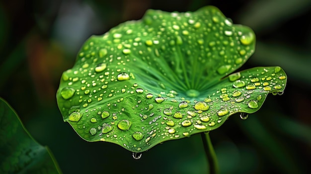 Waterdruppels op lotusblad Generatieve AI