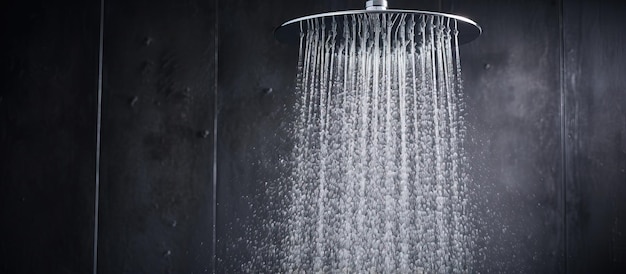 Foto waterdruppels stromen uit de douche van de badkamer.