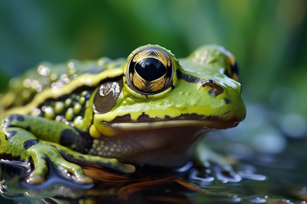 Waterdwelling green frog Rana esculenta depicted in its natural habitat