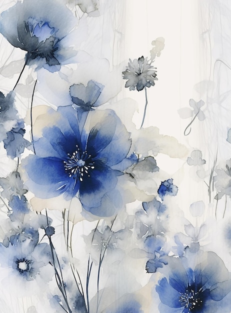 Photo watered down blue flowers on display in the style