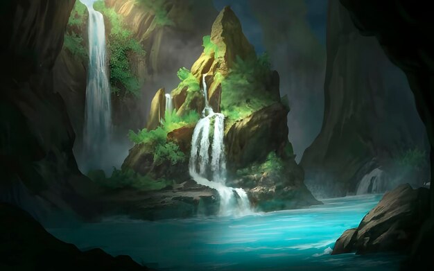 waterfall background illustration