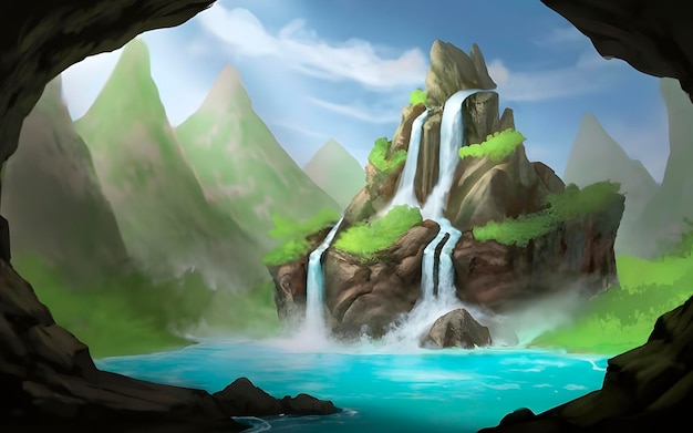 waterfall background illustration