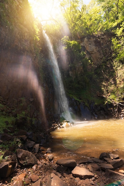 Waterfall at Brotas City Sao Paulo Brazil Space for text