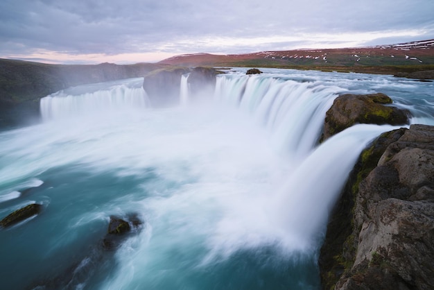 Waterfall cascade Godafoss Iceland