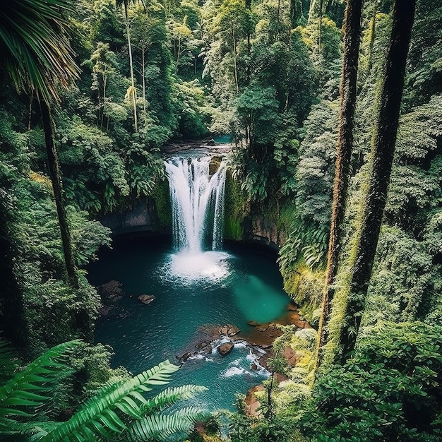 waterfall cascading down a rocky cliff surrounded by lush vegetation