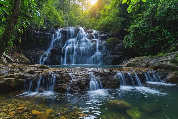 Photo waterfall charm small sized namtok salatdai in nakhon nayok thailand