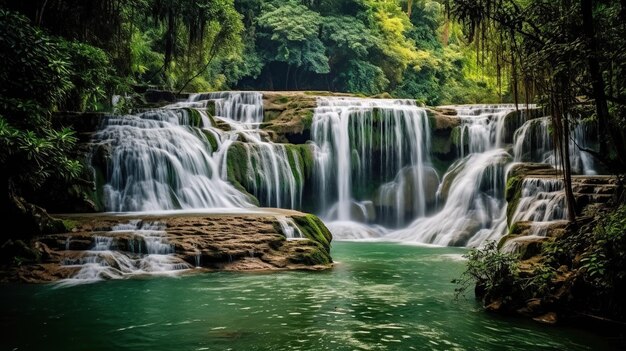 waterfall clean and beautiful tourist generative AI