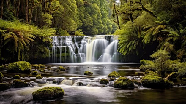 Foto cascata pulita e bella turistica generativa ai