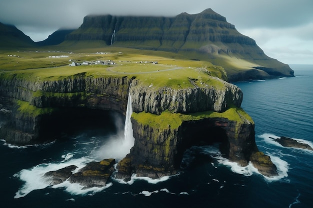 A waterfall on the coast