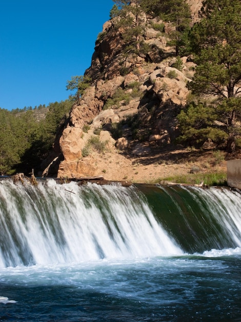 Waterfall at a dam.