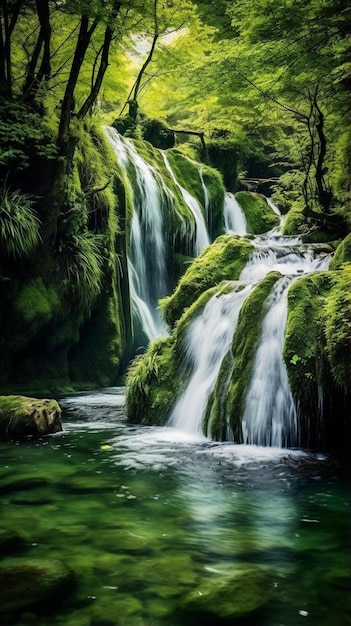 waterfall in deep forest of croatia