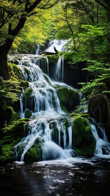 waterfall in deep forest of croatia