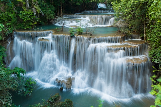 waterfall in deep rainforest jungle