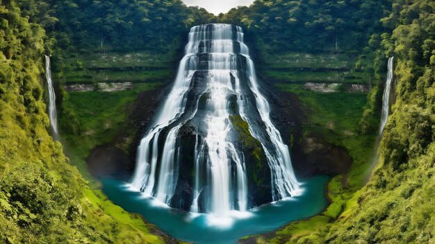 Waterfall in erawan national park level 5 kanchanaburi