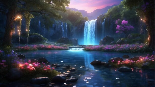 waterfall fantasy landscapes