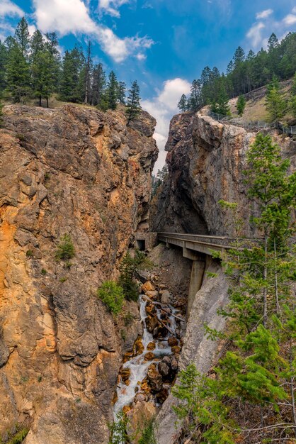 Waterfall flowing down from Sinclair Canyon and the Redwall Fault at Radium BC