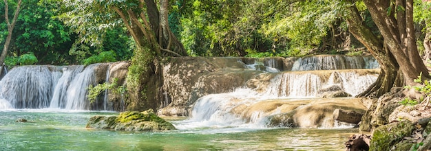 Waterfall in a forest on the mountain in tropical forest