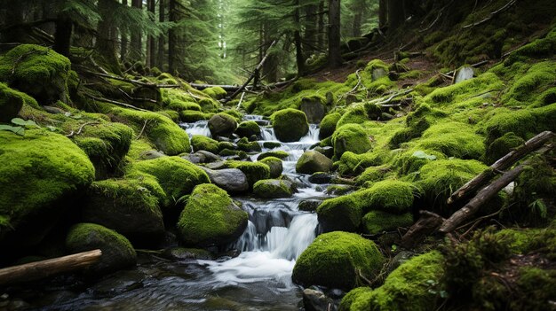 Photo waterfall forest stones stream hd 8k wallpaper stock photographic image