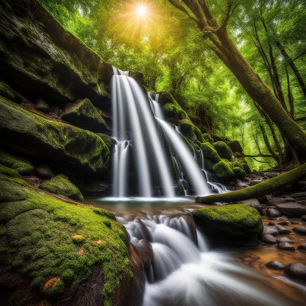 waterfall in the forest waterfall in the forest