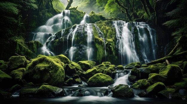 a waterfall in the forest