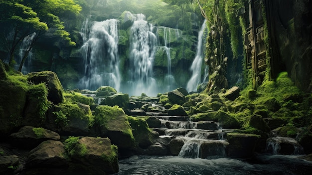 a waterfall in the forest