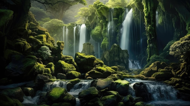 a waterfall in the forest