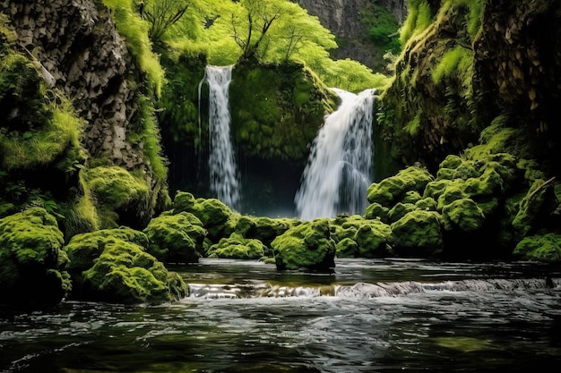 водопад в лесу