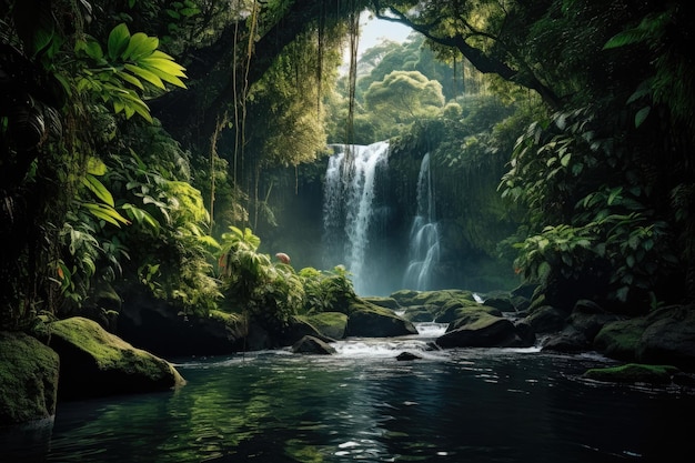 A waterfall in a forest