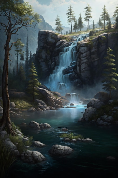 A waterfall in the forest