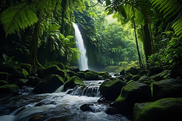 a waterfall in a forest