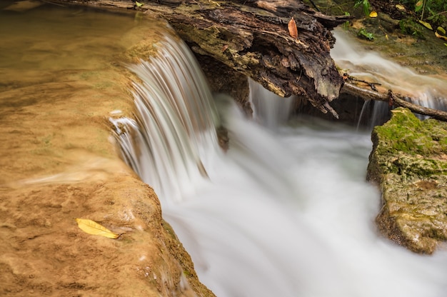 Waterfall of Huai mae khamin waterfall Srinakarin national park at Kanchanaburi thailand.