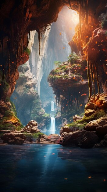 waterfall illustration background wallpaper