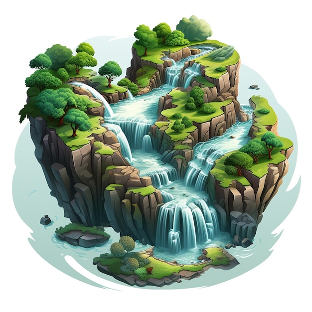 Photo waterfall illustration bavground