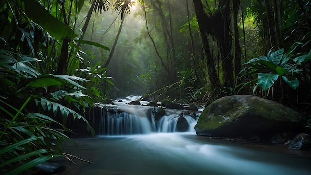 a waterfall in the jungle