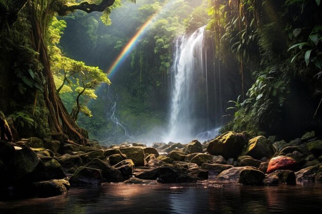 a waterfall in the jungle