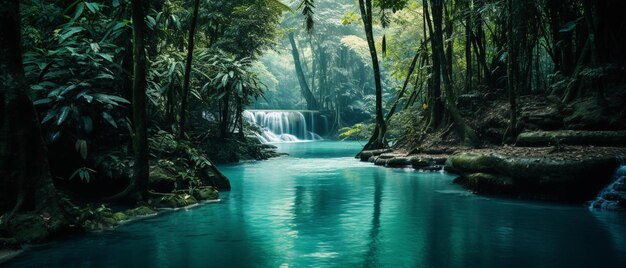 a waterfall in the jungle