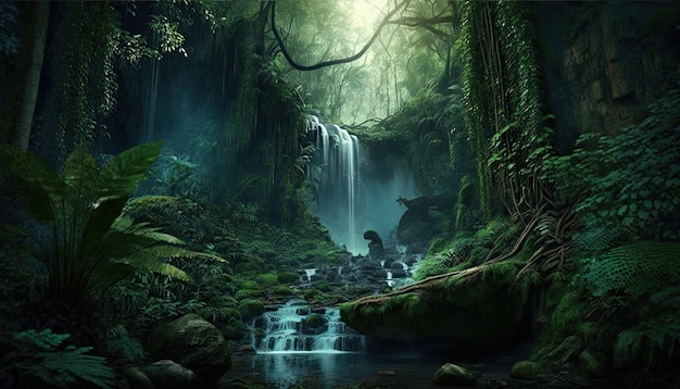 ジャングルの滝