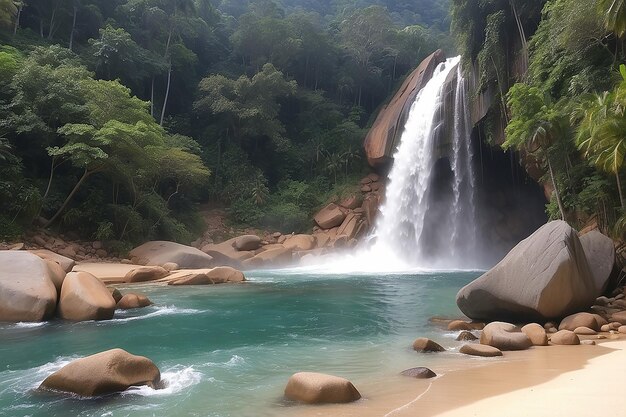 Photo waterfall at kgjuaratioman island