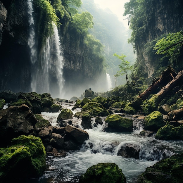 waterfall in mountain forest