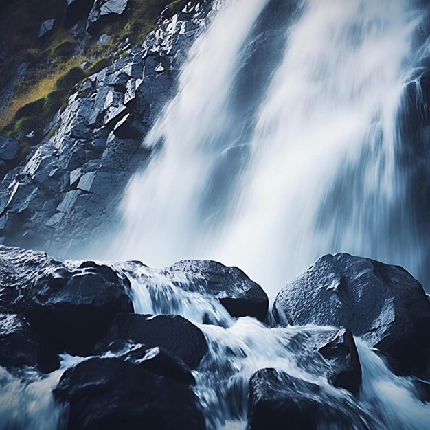 A waterfall in the mountains of new zealand.