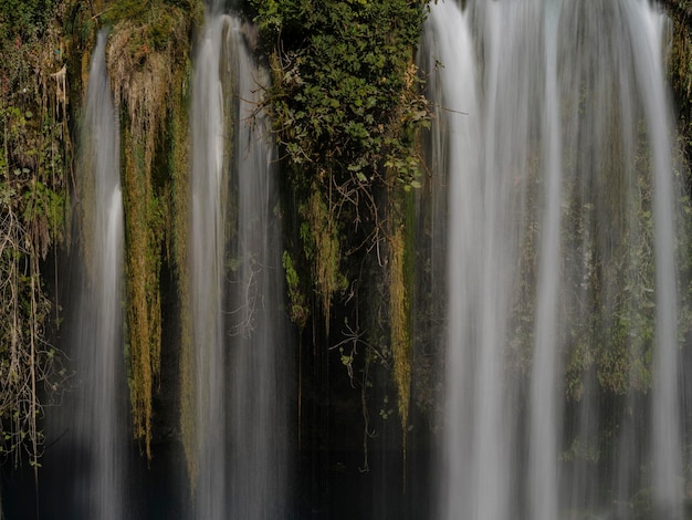 A waterfall in the mountains