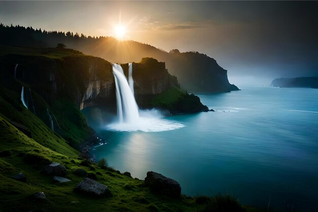 waterfall in the mountains