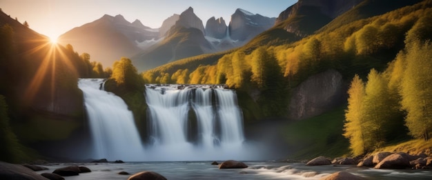 Waterfall in the Mountains