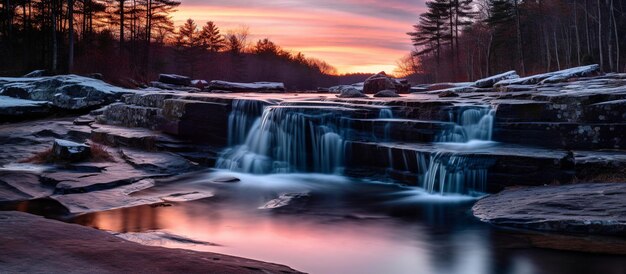 Waterfall in mystic twilight