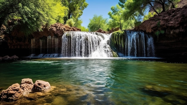 Photo waterfall in the national park of almeria andalusia spain