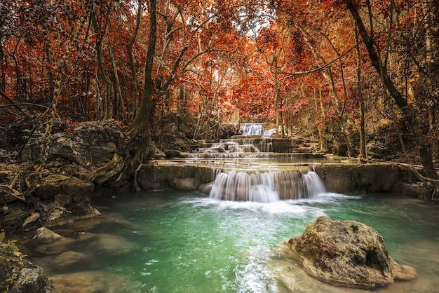 Waterfall in National Park, Kanchanaburi Province, Thailand 